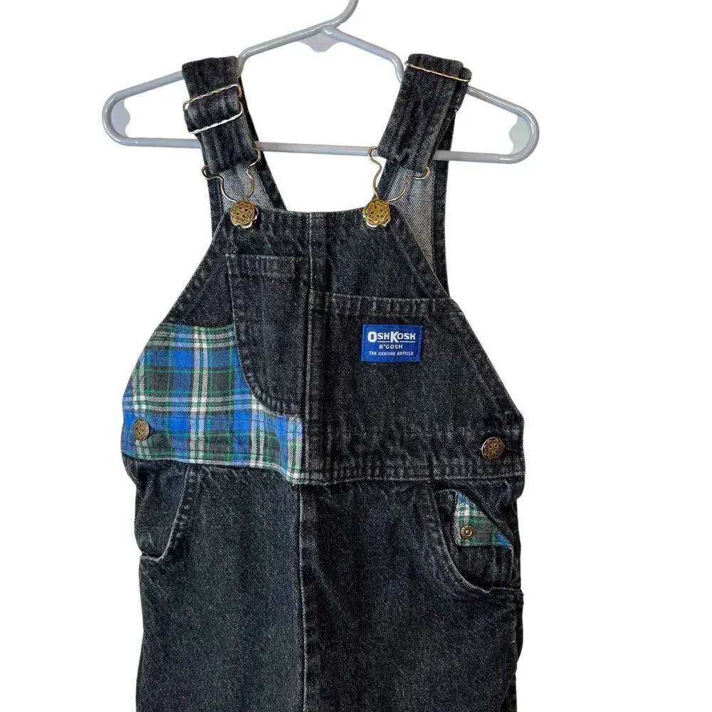 OSHKOSH B'GOSH Vintage Overalls 100% Cotton in Black Boys Size 3T